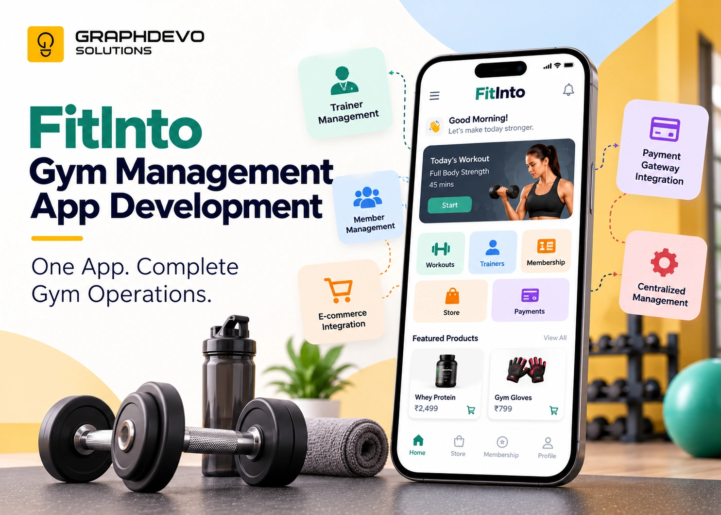 FitInto Gym Management App Development: An All-in-One Solution for Trainers, Members, and E-commerce
